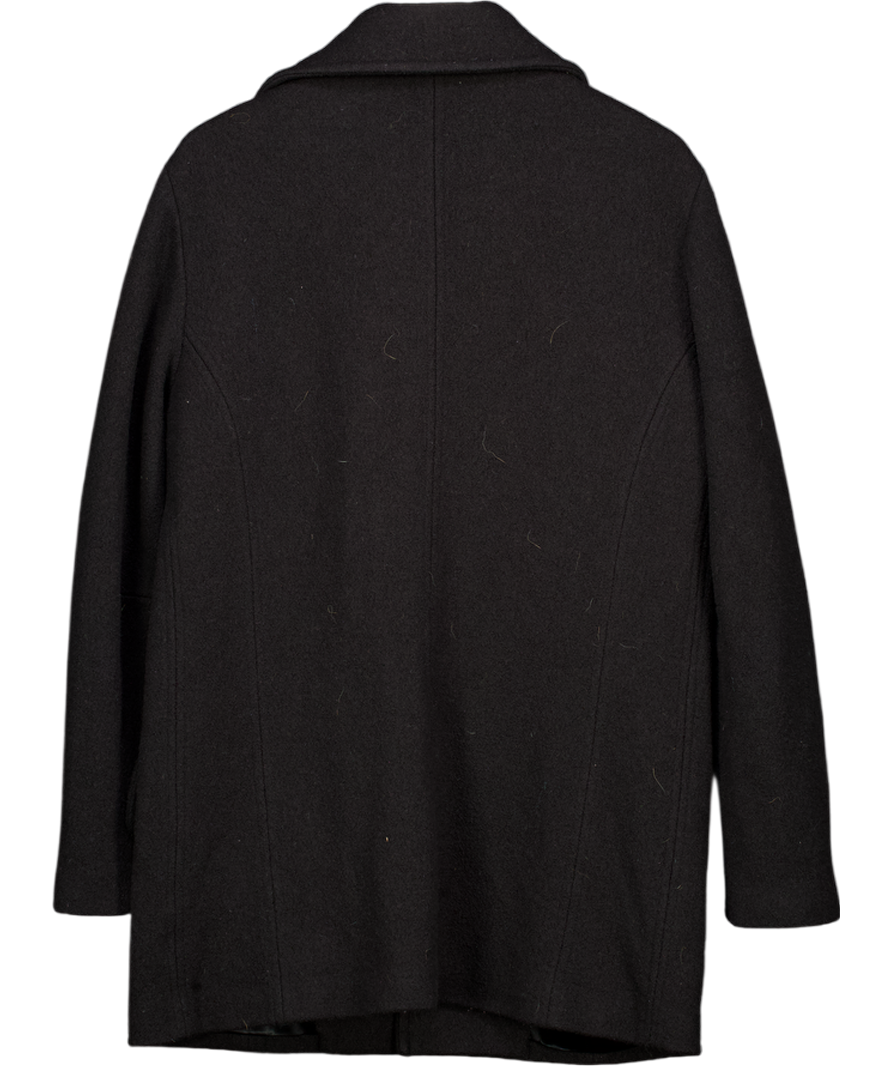Armani Collezioni Black Oversized Wool Coat UK 22