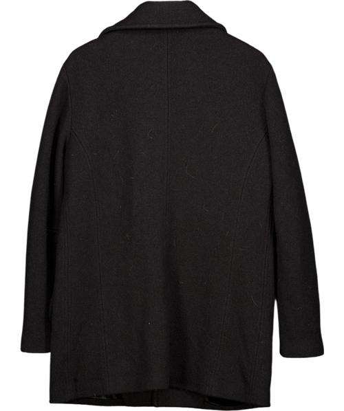 Armani Collezioni Black Oversized Wool Coat UK 22