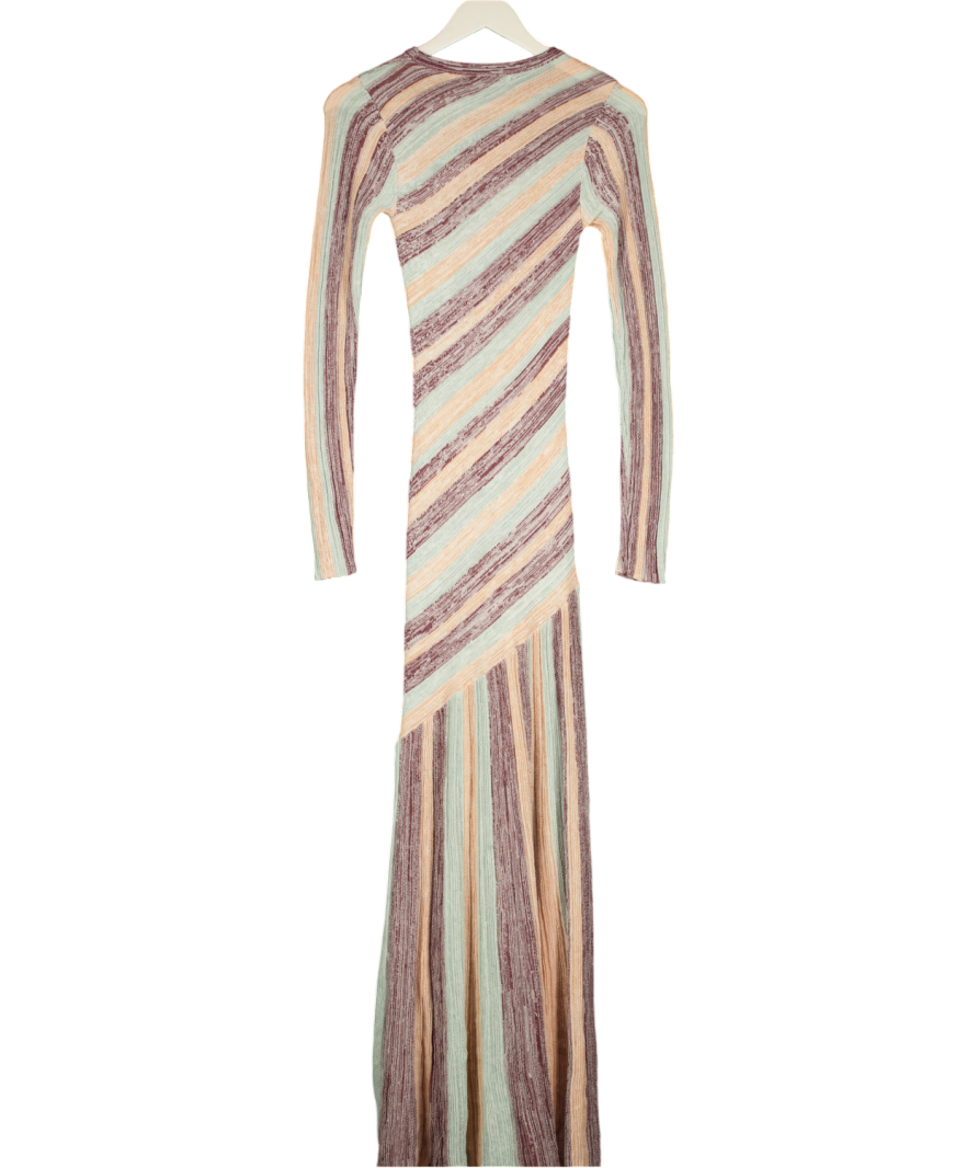 MICHELLE KEEGAN Multicoloured Asymmetric Stripe Knitted Maxi Dress UK 6