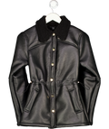 Karen Millen Black Faux Fur Collar Waisted Mid-length Coat UK 8