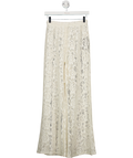 Commense White Lace Cut Wide Leg Trousers UK XS