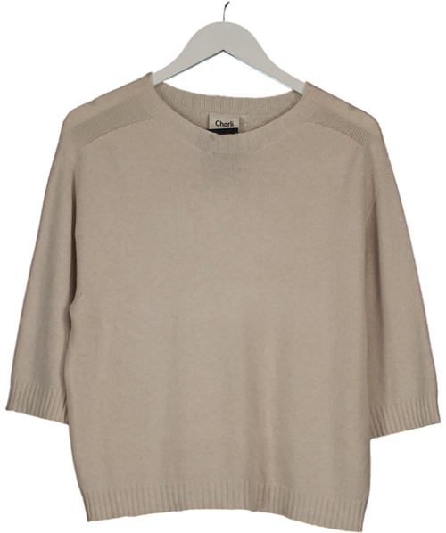 CHARLI LONDON Beige Short Sleeve Knit Top One Size
