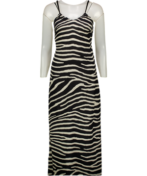 Warehouse Black Rayon Zebra Rope Halter Neck Maxi Dress UK 6