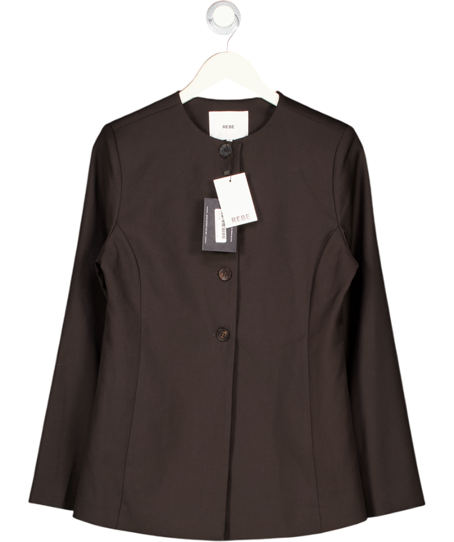 REBE Black Inness Collarless Blazer UK S