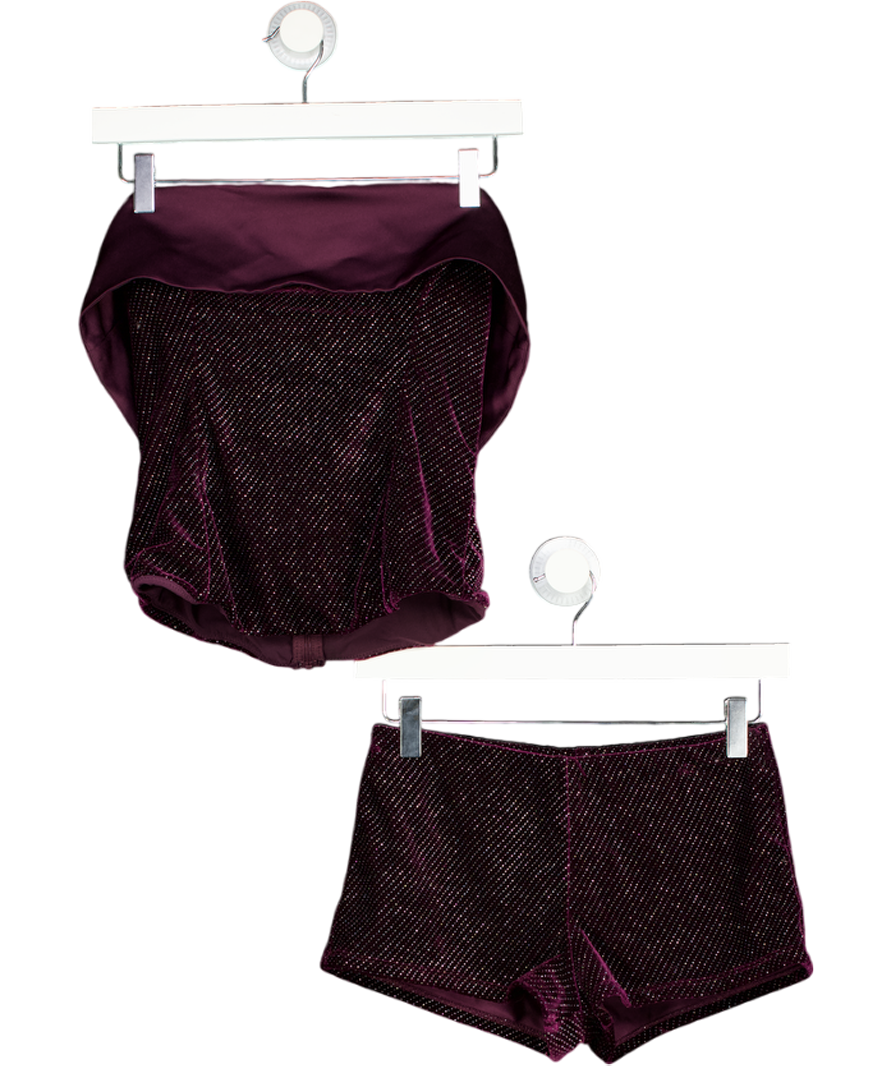 WHITE FOX Burgundy Red Velvet Hoptpants (uk S) And Bustier Top ( Uk M) Set UK S/M