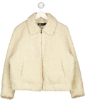 ZARA Cream Faux Fur  Borg Zip Jacket UK S