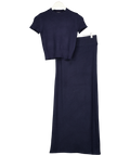 4th & Reckless 2-piece Knitted Ribbed Waist Maxi Skirt And Top Co-ord In Navy Blue UK S/M