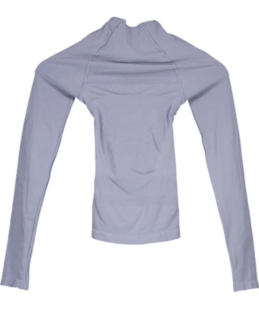 SKIMS Dusty Blue Zip Up Performace Fitted Activewear Top UK XS