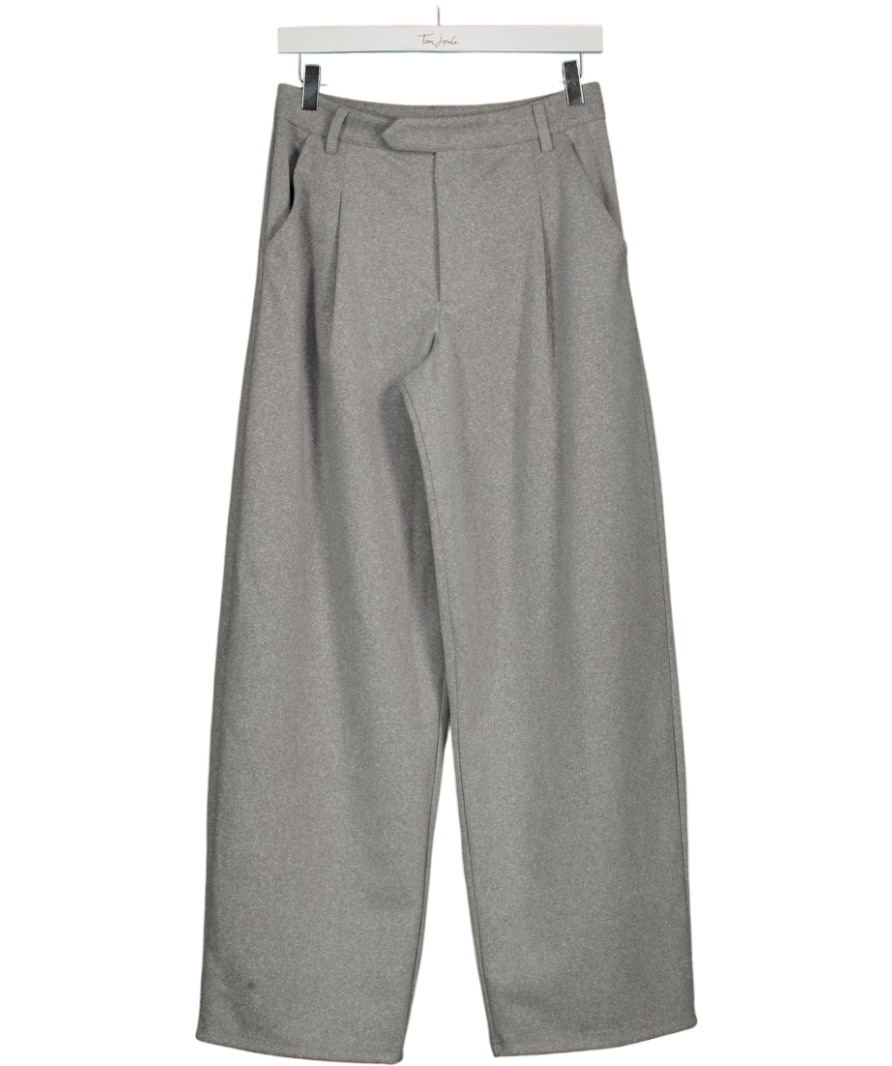 ASOS Grey Design Brushed Barrel Leg Tailored Trouser UK 8