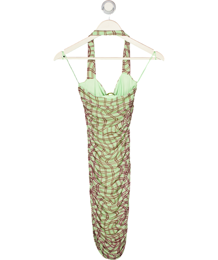 AFRM Green Ruched Halter Mini Dress UK S