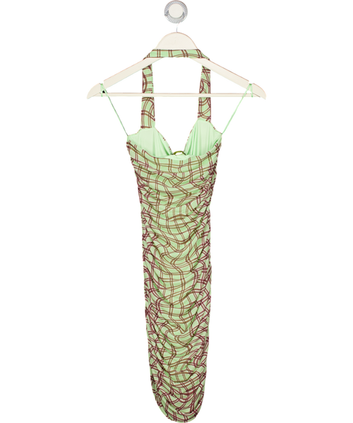 AFRM Green Ruched Halter Mini Dress UK S