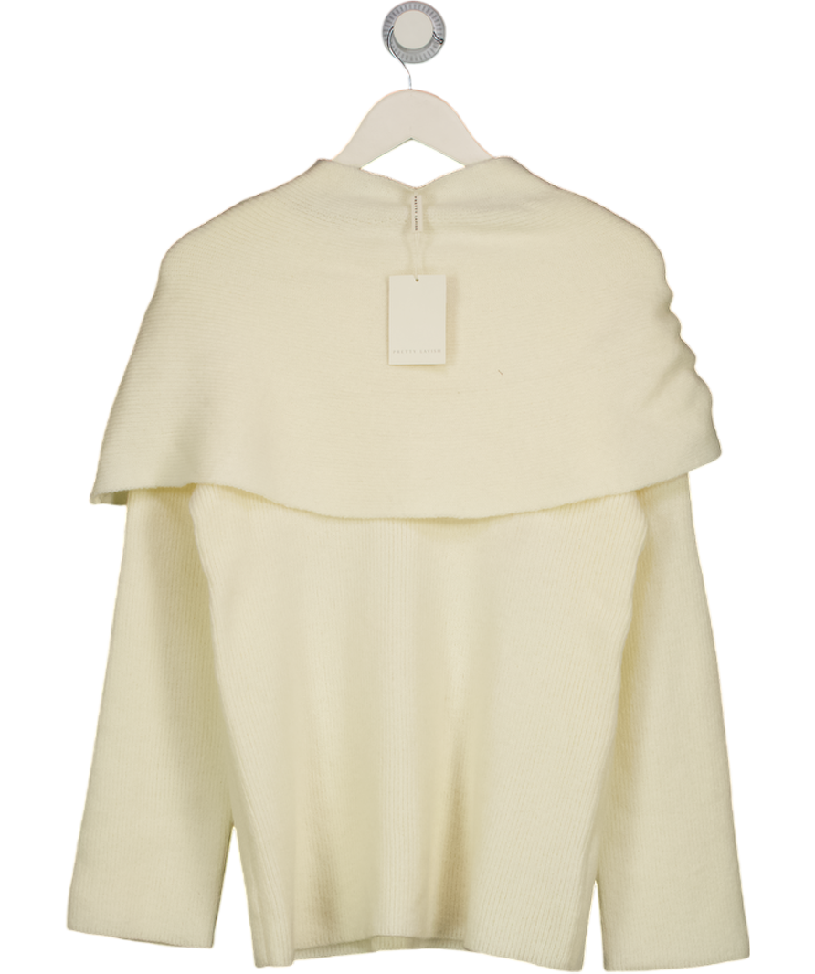 PRETTY LAVISH Cream Tarla Exaggerated Drape Knit Jumper UK XS