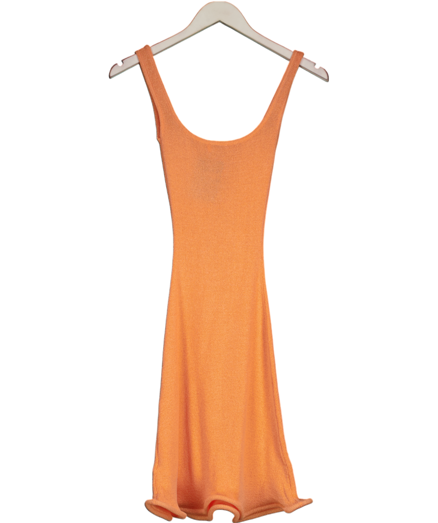 Meshki Orange Sandra Square Neck Knit Mini Dress UK XXS