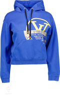 Louis Vuitton Blue Cropped Logo Embossed Hoodie UK XS