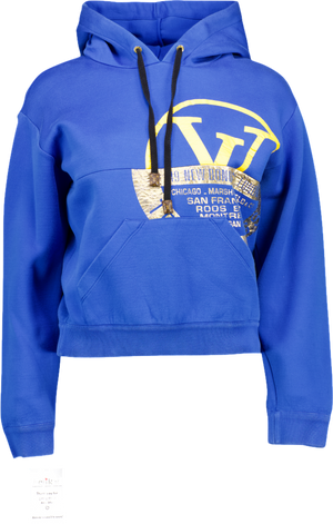 LOUIS VUITTON Blue / Gold graphic print Logo Embossed Hoodie UK XS