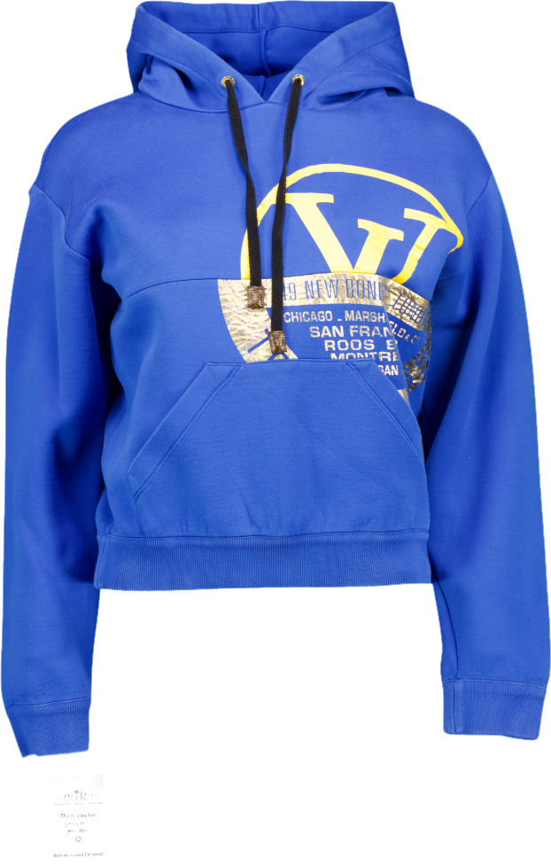 Louis Vuitton Blue Cropped Logo Embossed Hoodie UK XS