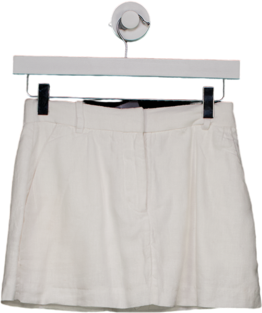 Abercrombie & Fitch White The A&f Scarlett Mid Rise Linen-blend Mini Skort UK XXS