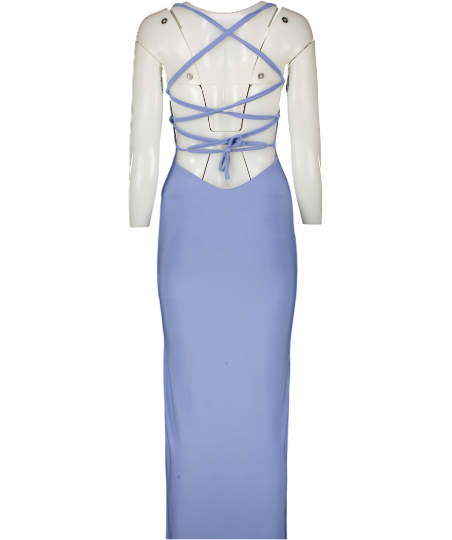 AYM STUDIOS Blue Double Layer Lace Back Maxi Dress UK S