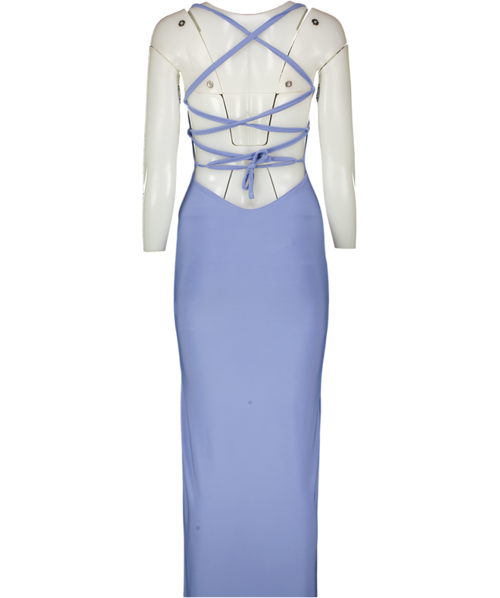 AYM STUDIOS Blue Double Layer Lace Back Maxi Dress UK S