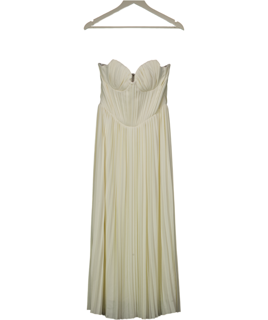 House of CB Cream Amorata Ivory Pleated Maxi Dress UK S