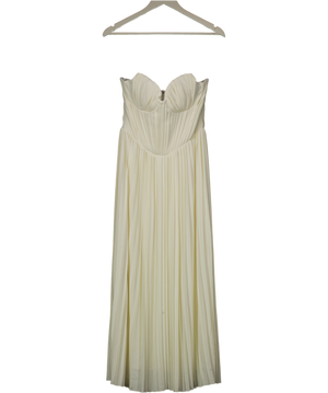House of CB Cream Amorata Ivory Pleated Maxi Dress UK S