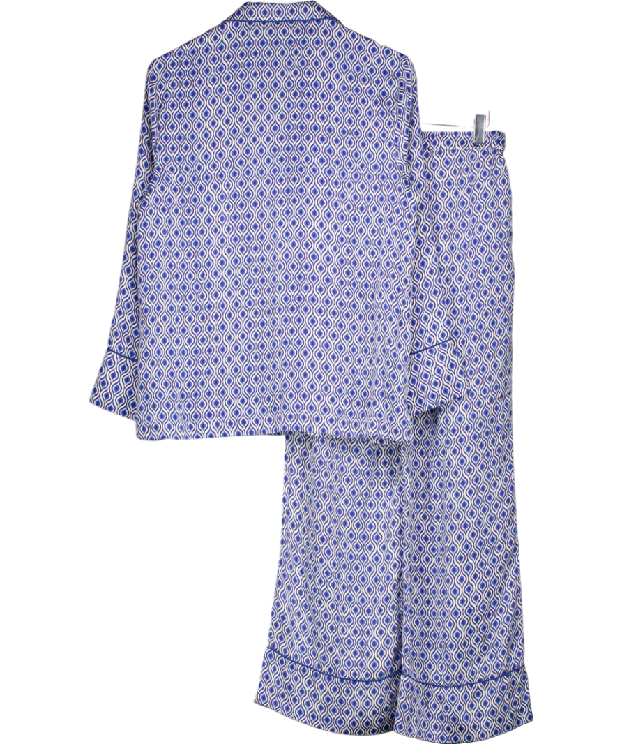 PALOMA BLUE 100% Silk Blue Print Pyjama Set UK XS/S