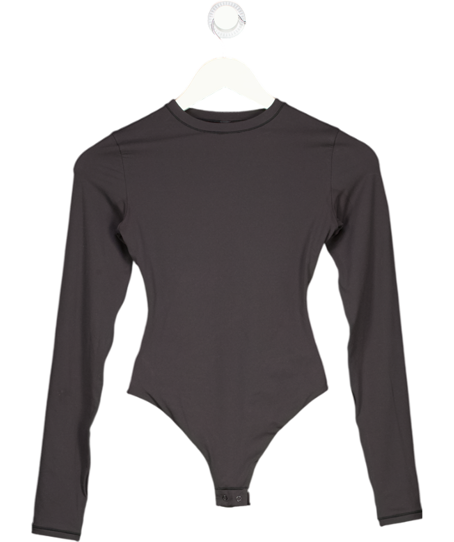 SKIMS Charcoal Grey Fis Everybody Long Sleeve Bodysuit UK XS