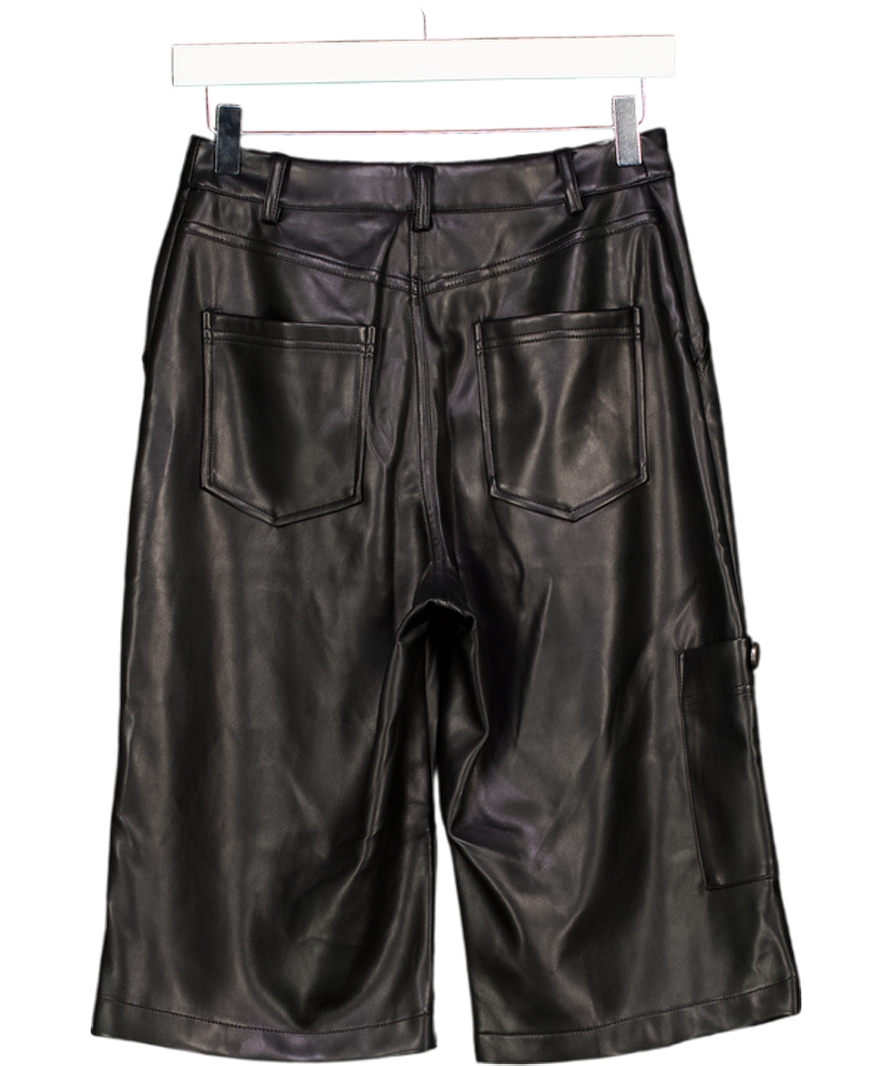 ACEV LES FILLES Black Butter Soft Faux Leather Long Shorts UK 6