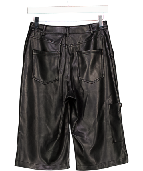 ACEV LES FILLES Black Butter Soft Faux Leather Long Shorts UK 6