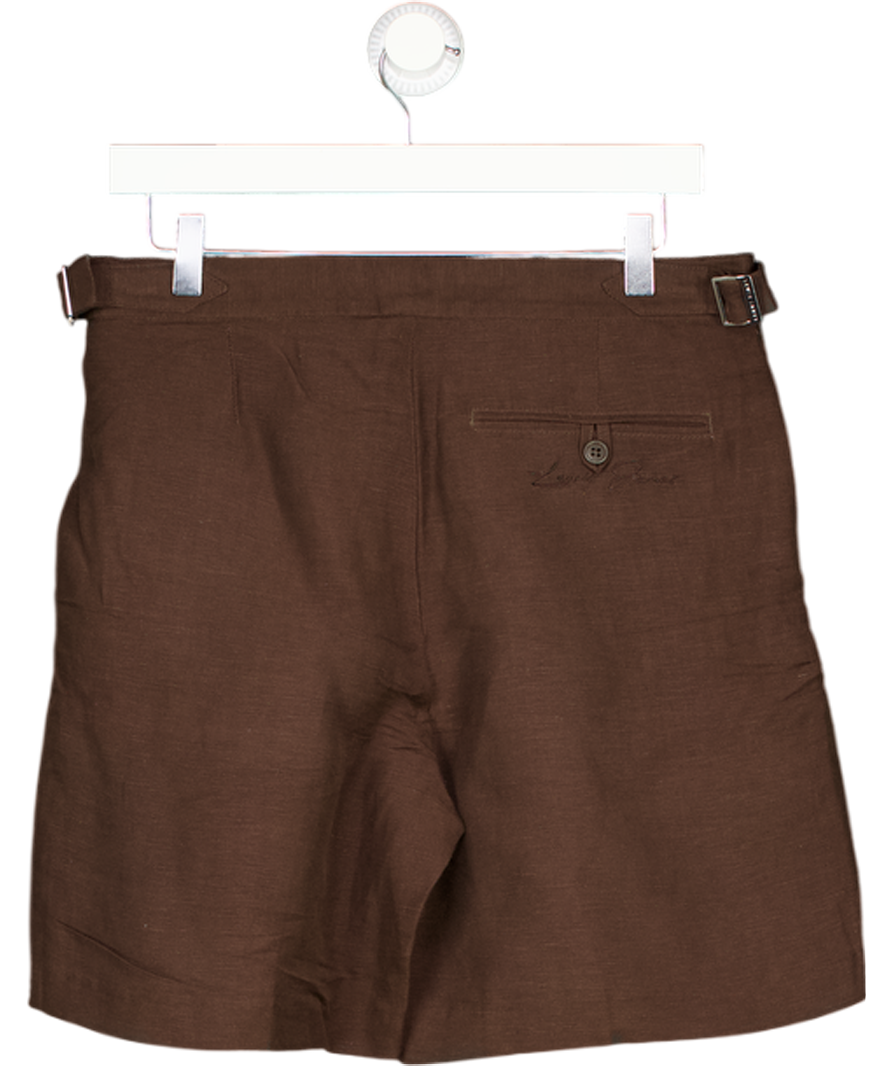 Lewis James Brown Brandon Safari Single Pleated Linen Shorts W30