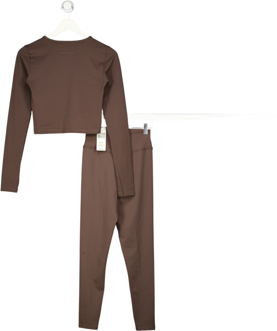 Gym Locker Brown So Skin Long Sleeve Top And Leggings Set UK S