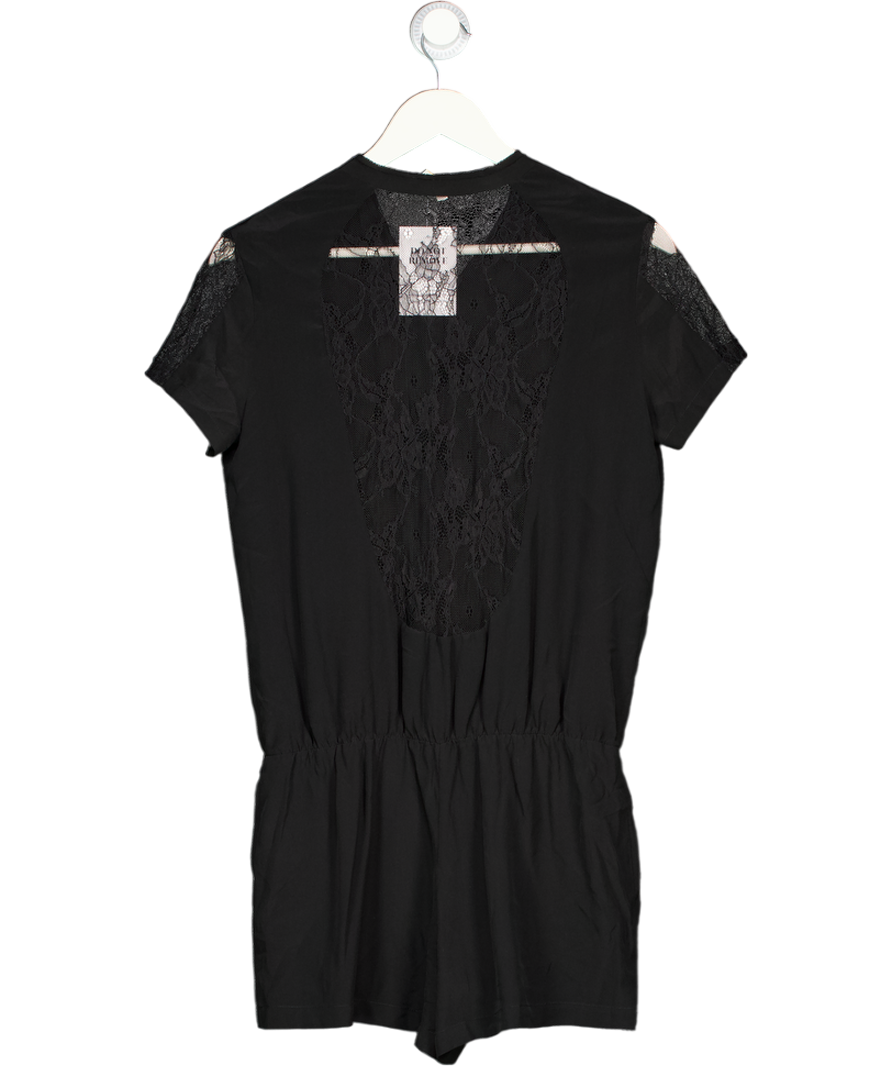 Maje Black Silk & Lace Short Sleeved Jumpsuit UK 6