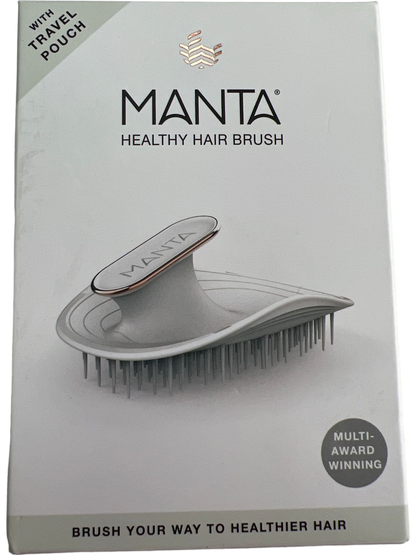 MANTA White Healthy Hair Brush with Travel Pouch