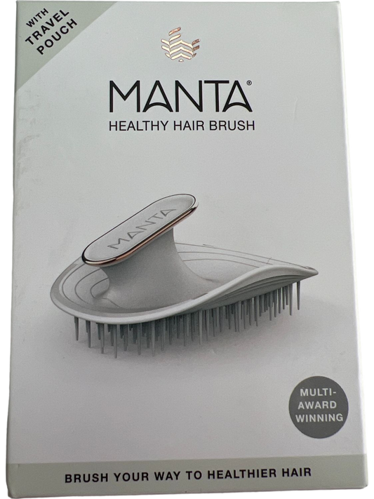 MANTA White Healthy Hair Brush with Travel Pouch
