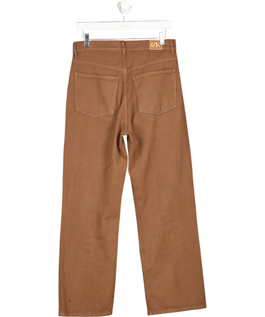 IZAKOVA Brown Denim High Rise Straight Leg Jeans UK M