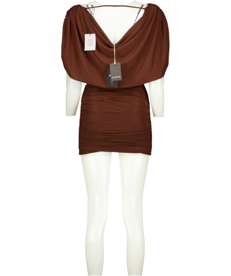 ALL THE WAYS Brown Camille Mini Dress UK XXS