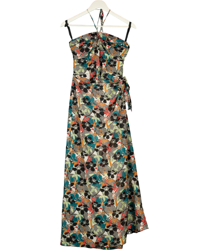 Anna Sui Multicoloured Halterneck Floral Wrap Maxi Dress US10 UK 14