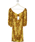 Faithful The Brand Yellow Martine Snake-print Crepe Mini Dress UK S