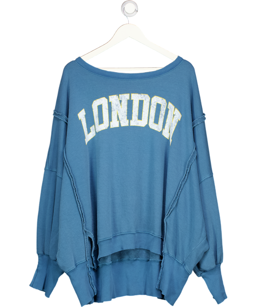 FREE PEOPLE Blue We The Free Graphic "london" Camden Pullover Sweatshirt UK XL