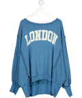 FREE PEOPLE Blue We The Free Graphic "london" Camden Pullover Sweatshirt UK XL