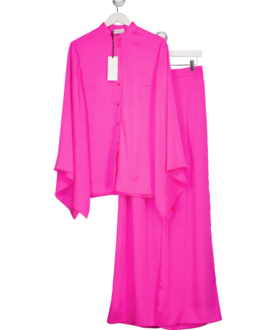 Serena Bute 2-piece Kimonon Sleeve Shirt And Wide Leg Trouser Set - Shocking Pink UK 8