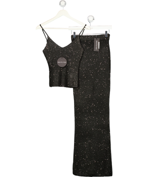 WHITE FOX 2-piece Black Love Galore Sequin Knit Top And Maxi Skirt Set UK XS