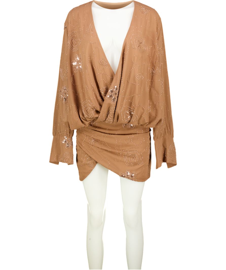 K/ZN Brown Beaded Mini Dress UK S