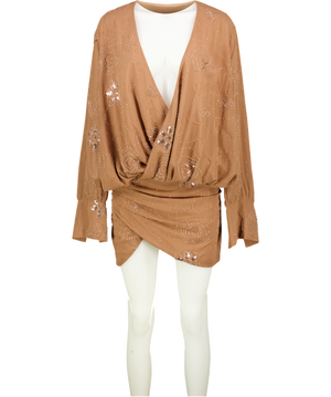 K/ZN Brown Beaded Mini Dress UK S