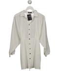 Chic me White Cotton Blend Mini Shirt Dress UK S