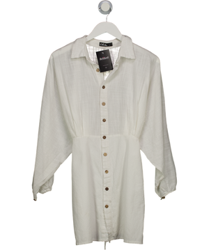 Chic me White Cotton Blend Mini Shirt Dress UK S