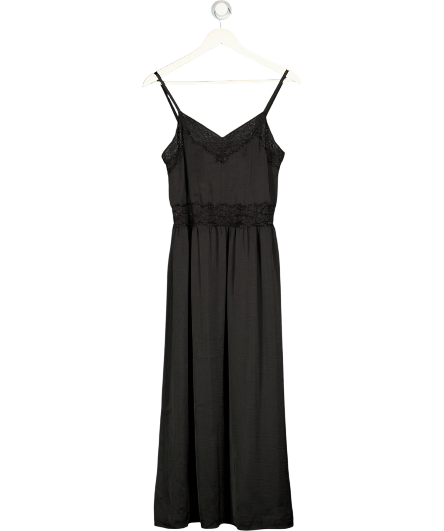 M&S Per Una Black Lace Trim Midi Dress UK 8