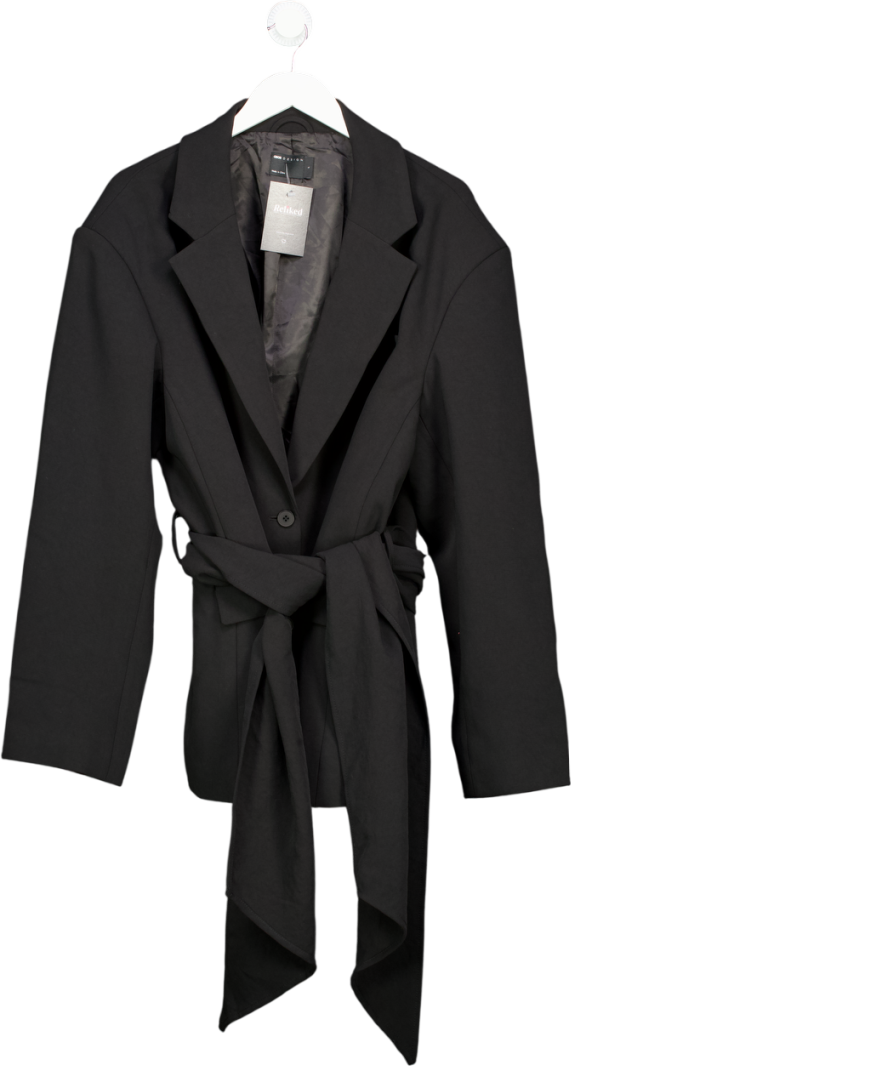 ASOS Black Tie Waist Single Breasted Blazer UK L