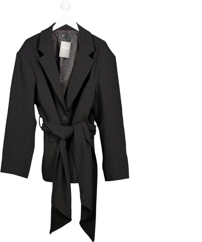 ASOS Black Tie Waist Single Breasted Blazer UK L