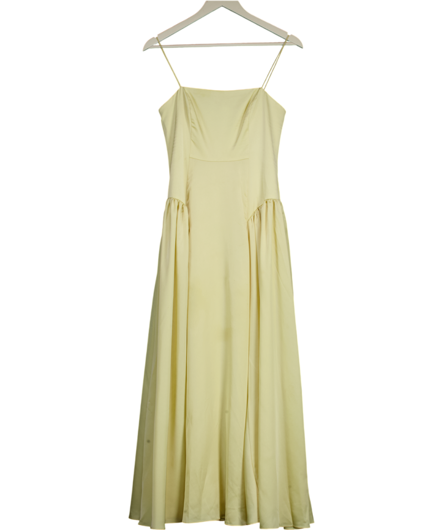 ASOS Yellow Satin Corset Seam Maxi Dress UK 10